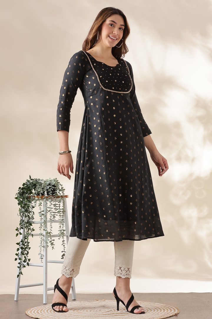 Cora Cotton Golden Polka Dots Top - Image 1