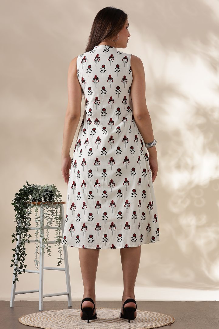 Handblock Printed Cotton Dress - Image 5