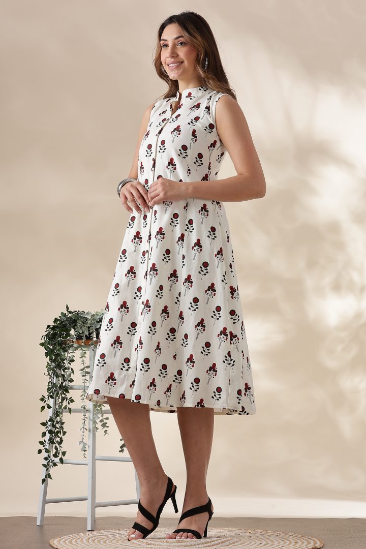 Handblock Printed Cotton Dress - Image 12