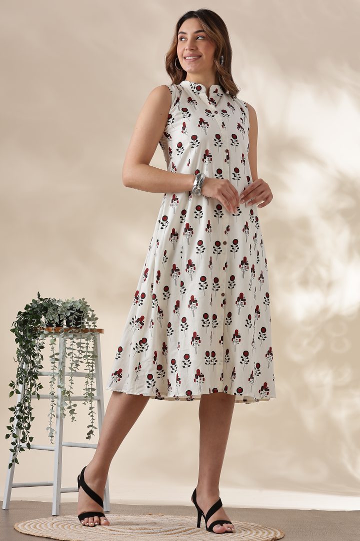 Handblock Printed Cotton Dress - Image 13