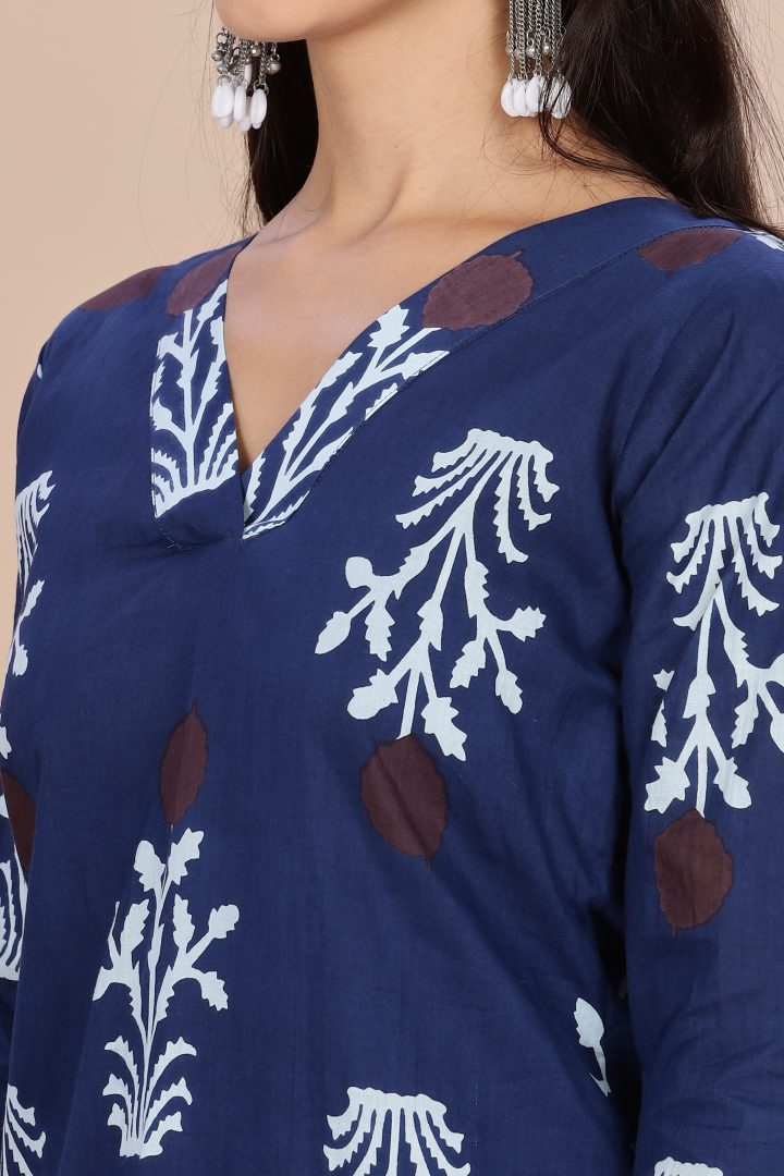 Indigo Blue Hand Block Cotton Cordset - Image 4