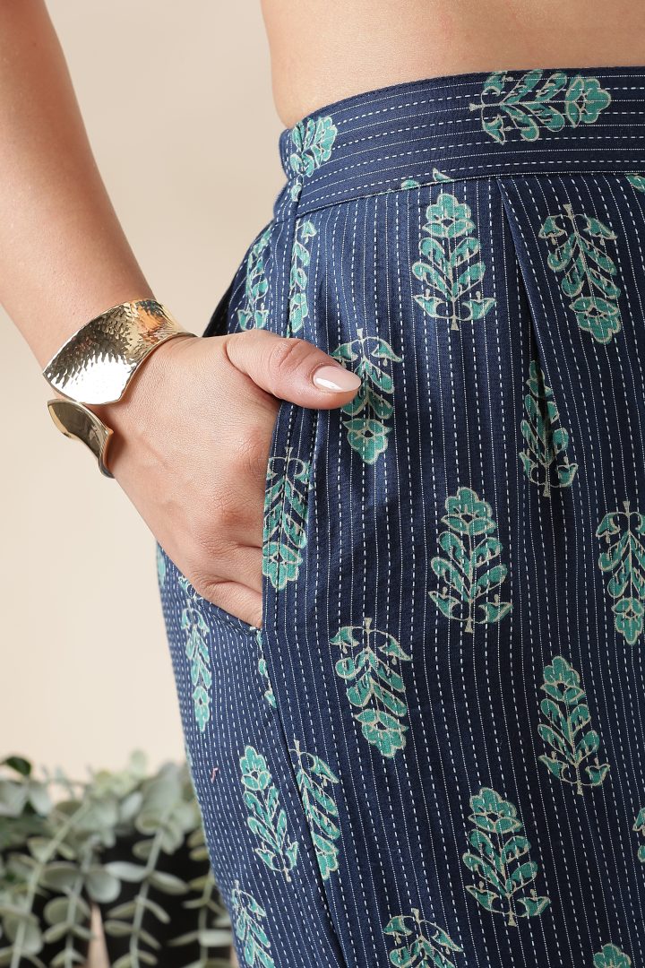 Kantha Cotton Cordset (Navy Blue) - Image 2