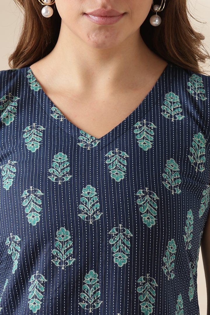 Kantha Cotton Cordset (Navy Blue) - Image 5
