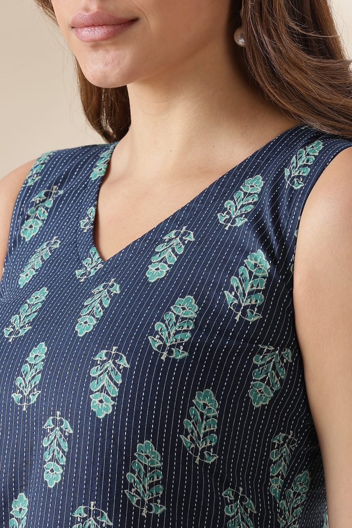 Kantha Cotton Cordset (Navy Blue) - Image 6