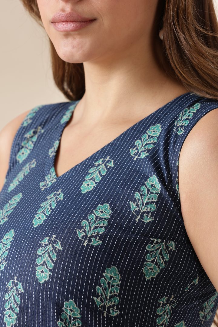 Kantha Cotton Cordset (Navy Blue) - Image 7