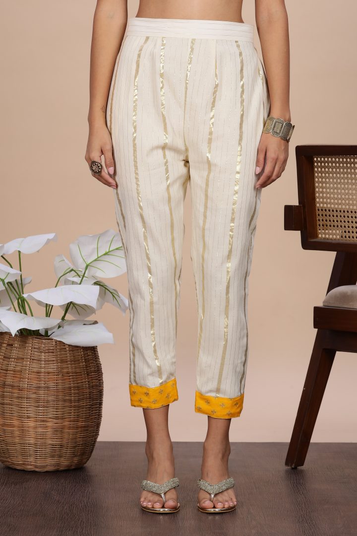 Kerala Cream & Yellow Festive 2 Piece Set - Image 9