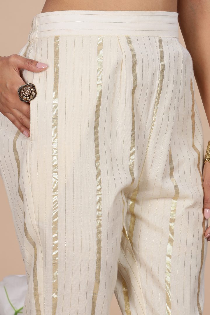 Kerala Cream & Yellow Festive 2 Piece Set - Image 10