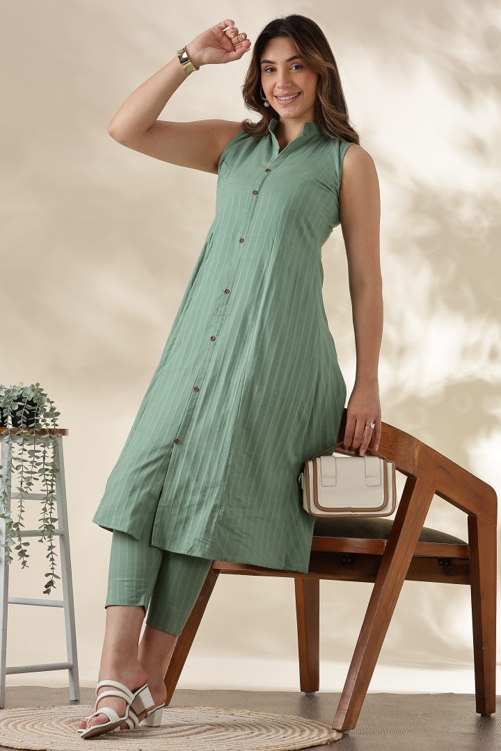 Light Green Cotton Cordset - Image 1
