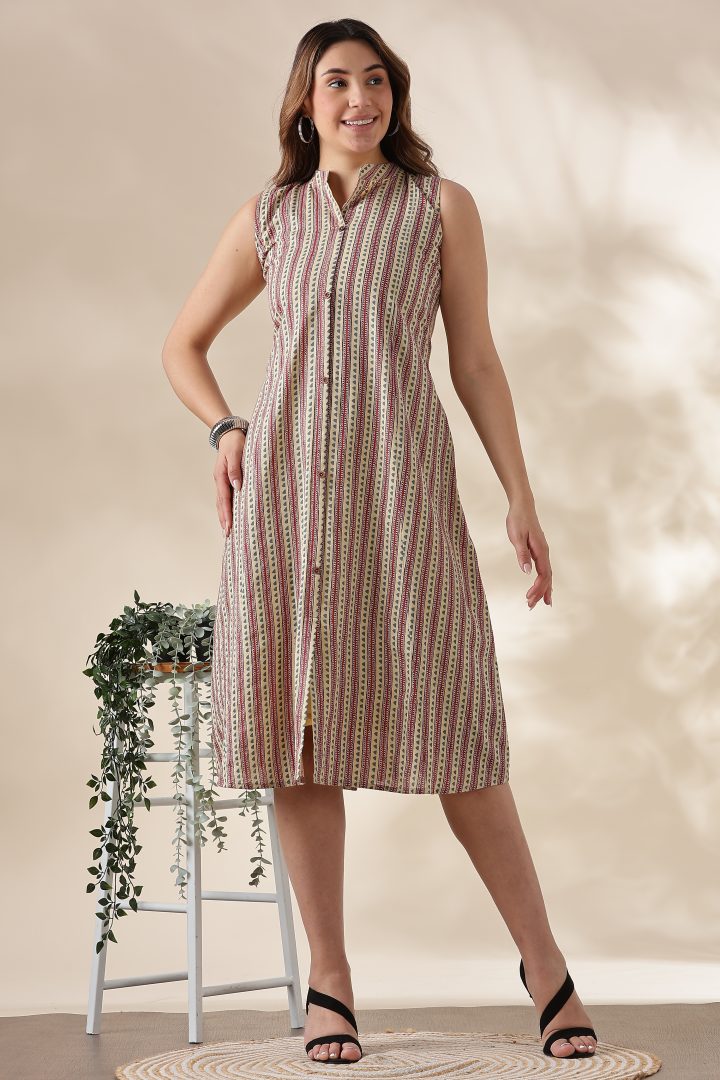 Printed Cotton One Piece Dress - Image 11