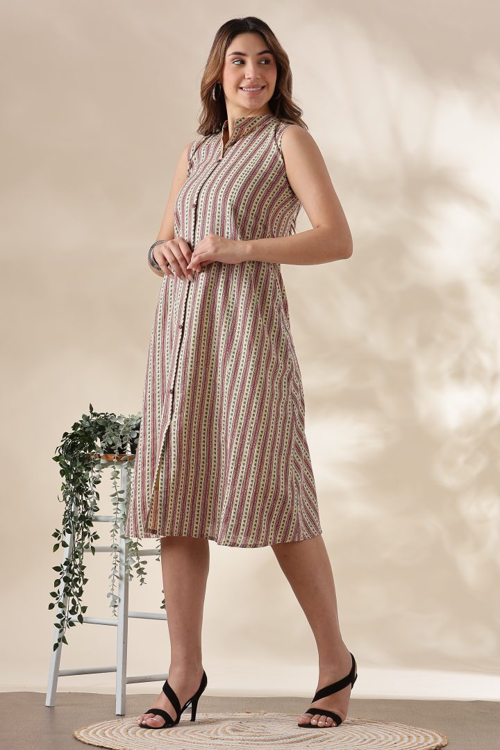Printed Cotton One Piece Dress - Image 10