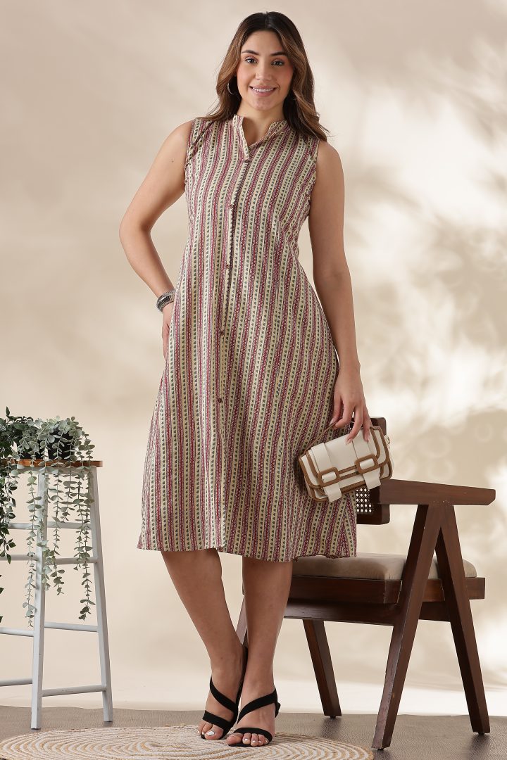 Printed Cotton One Piece Dress - Image 1