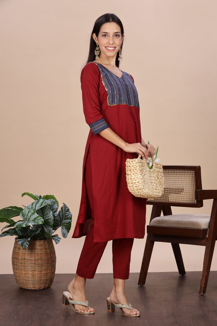 Pure Cotton Ajrak Yoke 2 Piece Set - Image 6