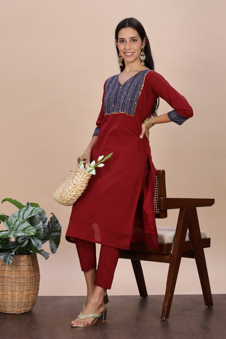 Pure Cotton Ajrak Yoke 2 Piece Set - Image 1