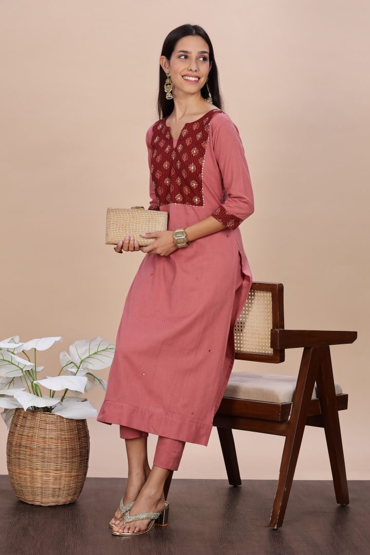 Pure Cotton Ajrak Yoke 2 Piece Set - Image 1