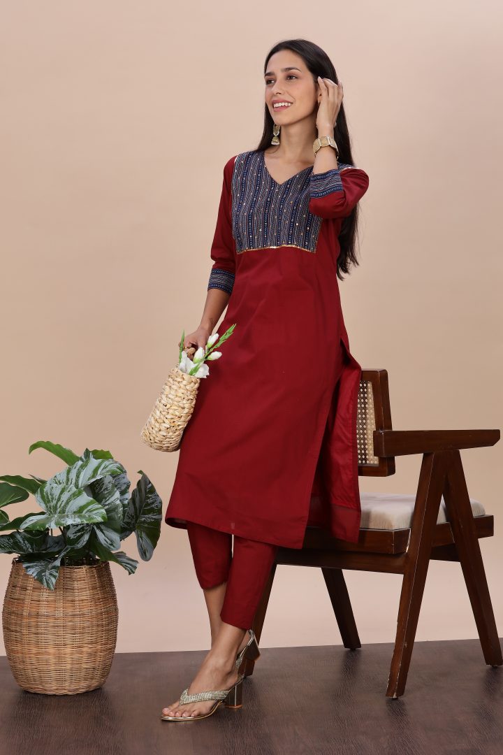 Pure Cotton Ajrak Yoke 2 Piece Set - Image 8