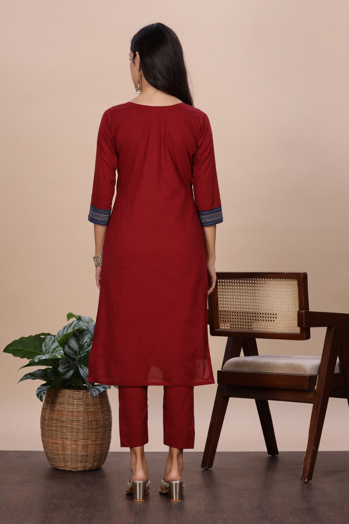 Pure Cotton Ajrak Yoke 2 Piece Set - Image 12