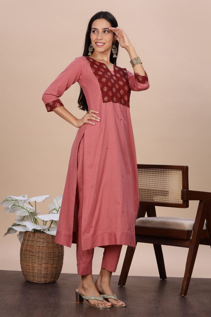 Pure Cotton Ajrak Yoke 2 Piece Set - Image 7