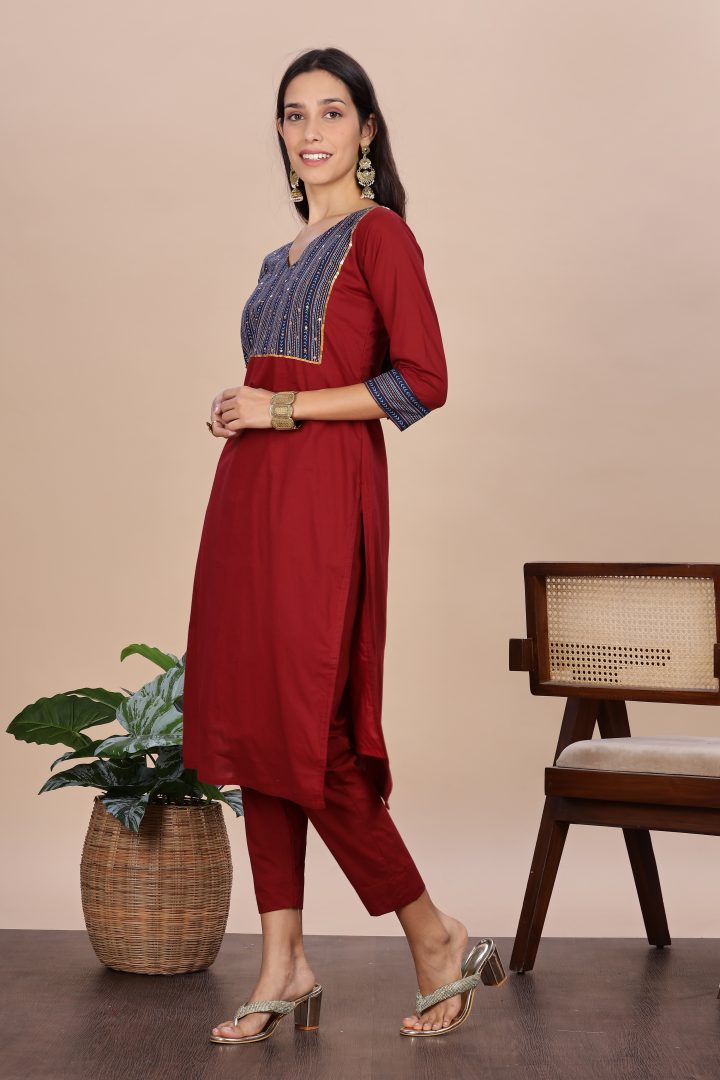 Pure Cotton Ajrak Yoke 2 Piece Set - Image 14