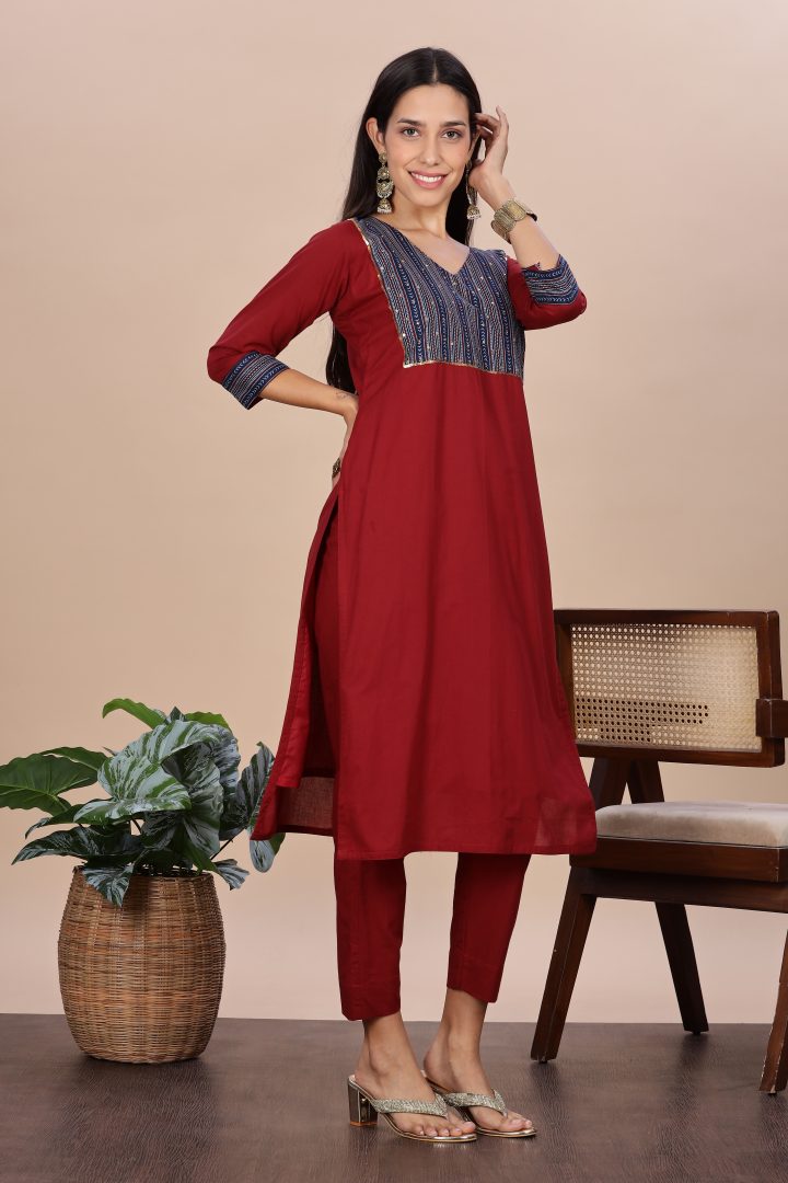 Pure Cotton Ajrak Yoke 2 Piece Set - Image 2