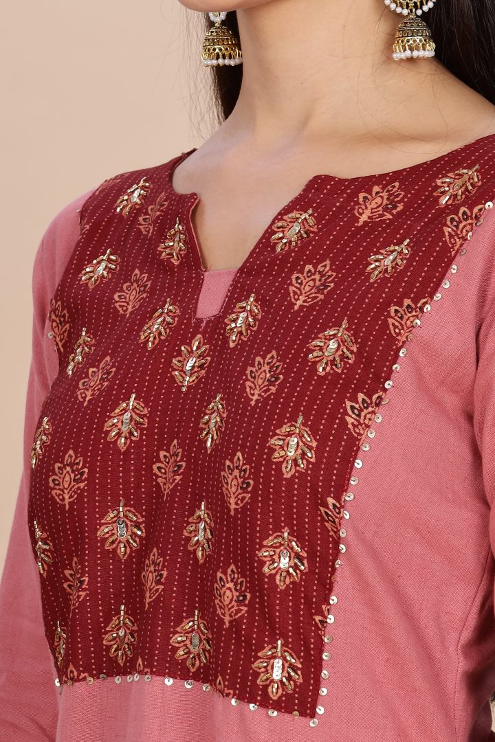 Pure Cotton Ajrak Yoke 2 Piece Set - Image 9