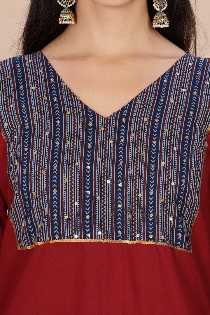 Pure Cotton Ajrak Yoke 2 Piece Set - Image 3