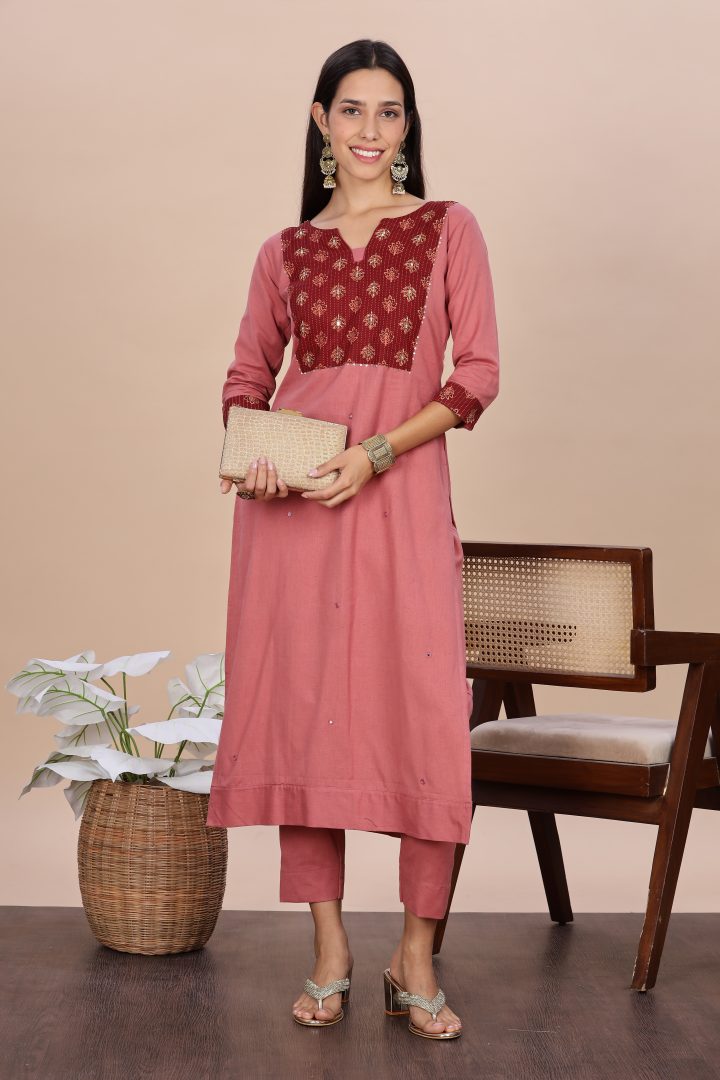 Pure Cotton Ajrak Yoke 2 Piece Set - Image 10