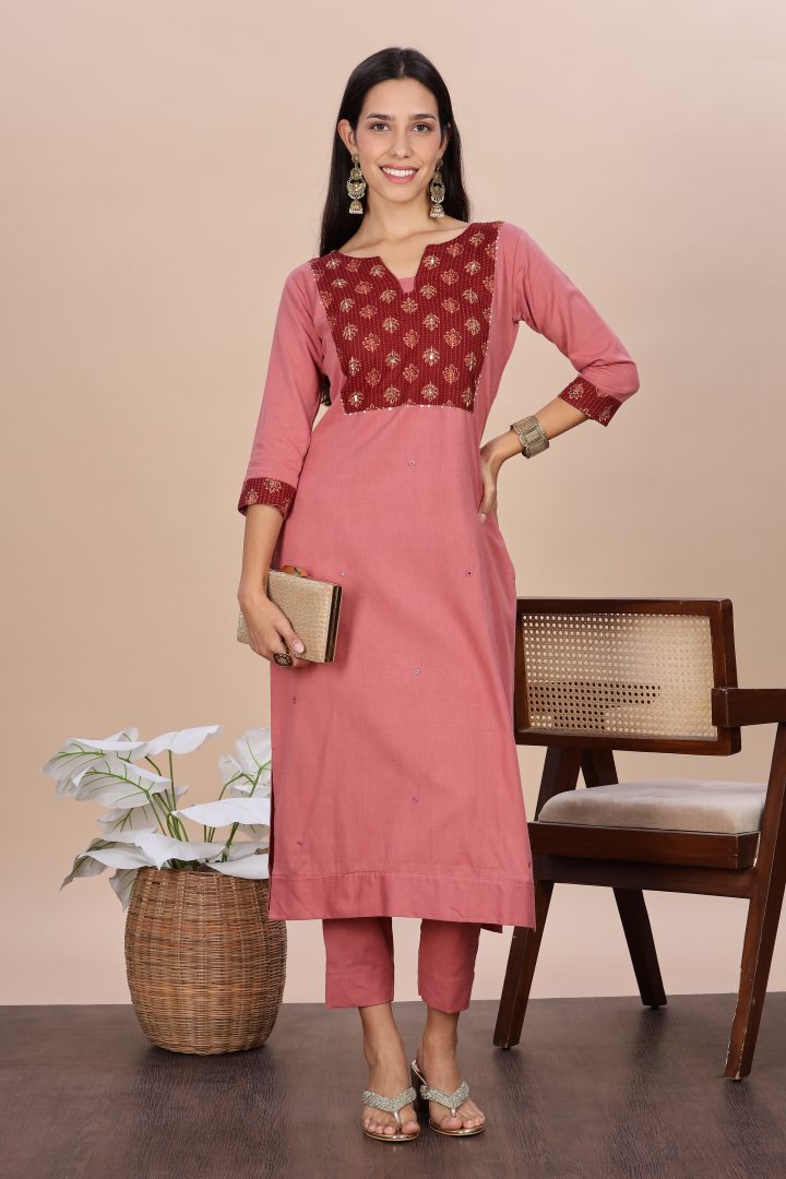 Pure Cotton Ajrak Yoke 2 Piece Set - Image 11