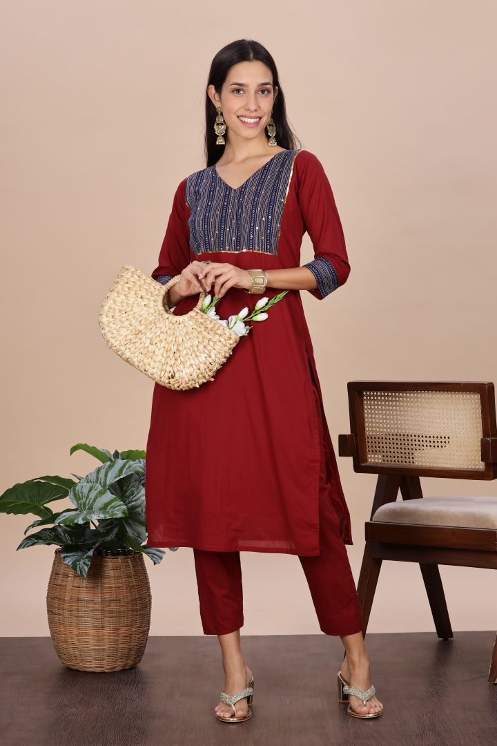 Pure Cotton Ajrak Yoke 2 Piece Set - Image 5