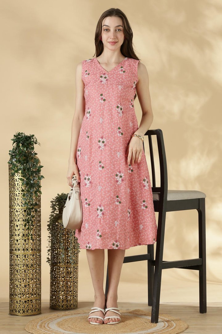 Cotton Embroidery Sleeveless A-Line Top - Image 2