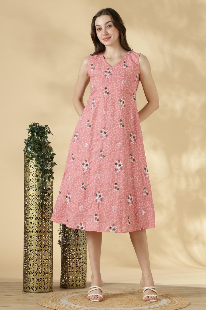 Cotton Embroidery Sleeveless A-Line Top - Image 6