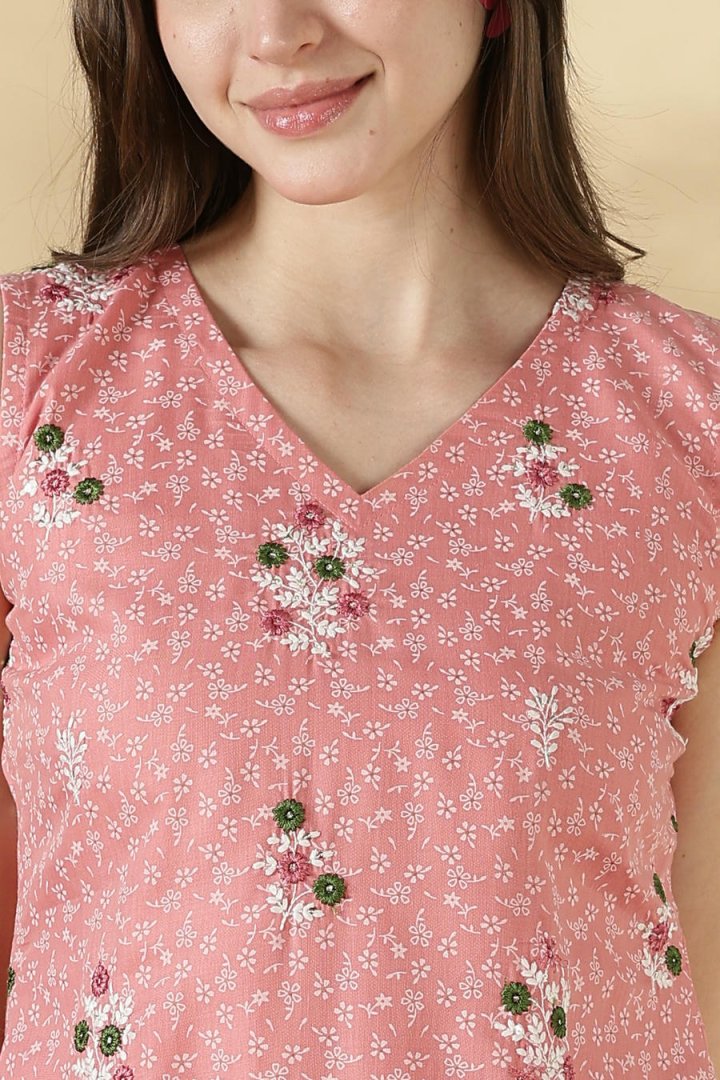 Cotton Embroidery Sleeveless A-Line Top - Image 9