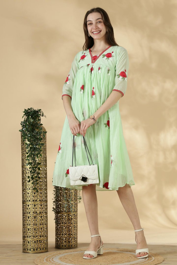 Mul Chandheri Pleated A-Line Top