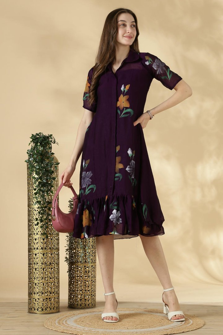 Rangoli Silk Frock with Blush Paint
